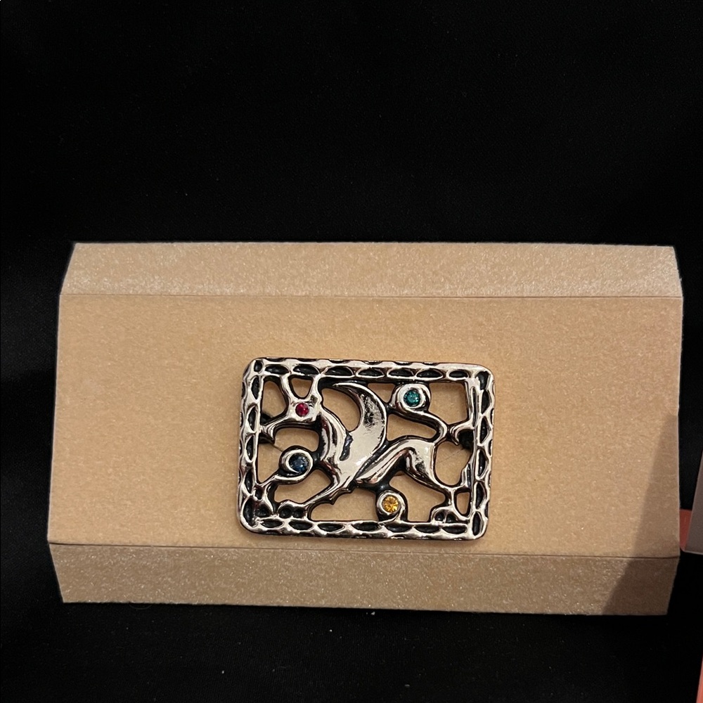 Sarah Coventry Silver Griffin Pin with Multicolor Gems - Picture 2 of 8